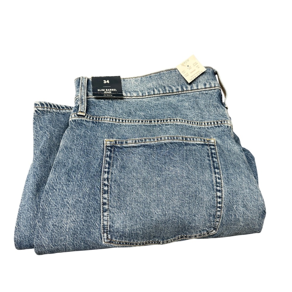 J Crew Jeans Womens 34 (40x26 ACTUAL) Slim Barrel Blue Denim Coastal Boho NEW